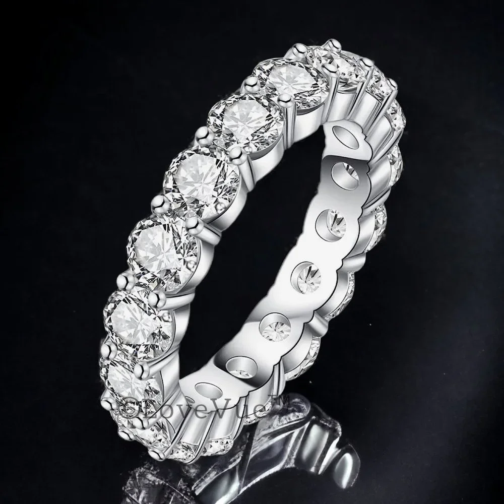 3mm Diamond Brilliant Cut Full Eternity Wedding Engagement Band Ring - Picture 6 of 14